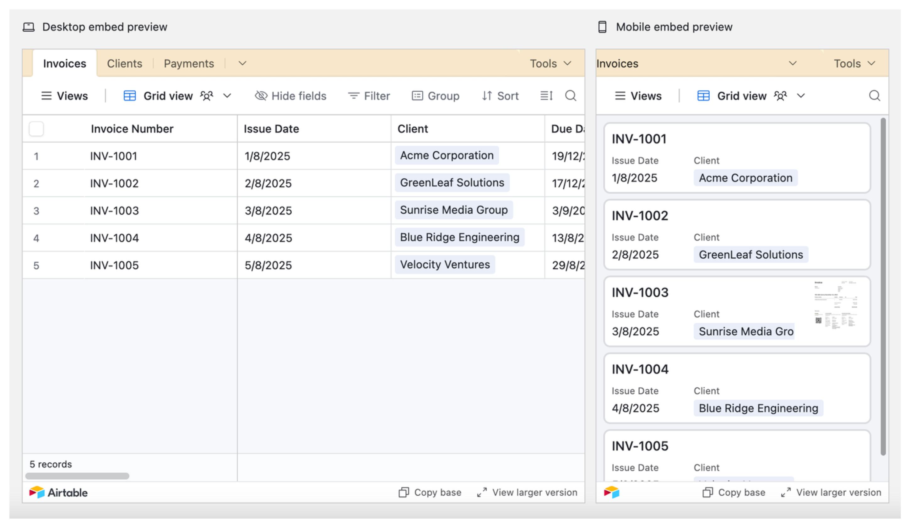 Airtable Embeds Do Not Show the Toolbar on Mobile
