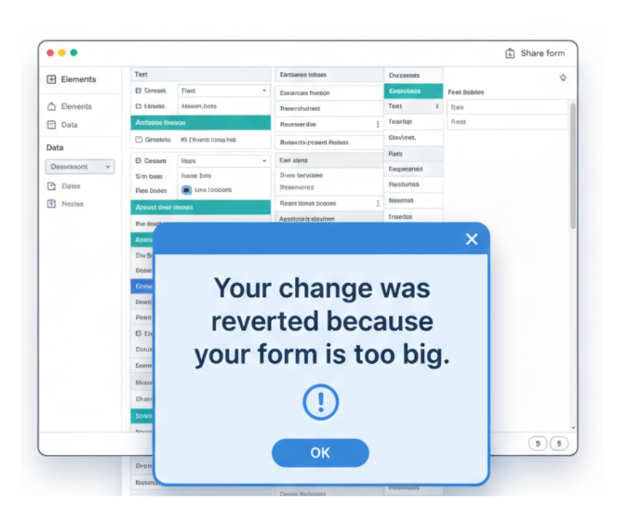 form reaches its maximum size limit