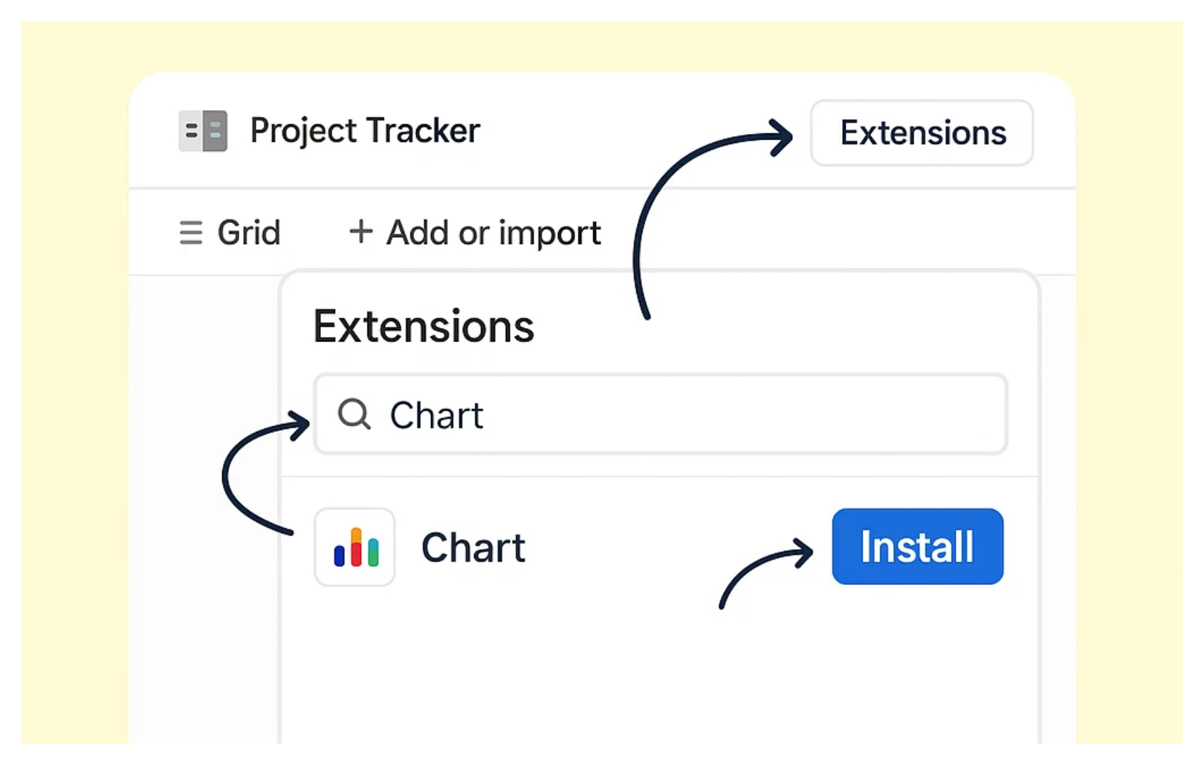 Install the Chart extension from the Airtable extensions marketplace