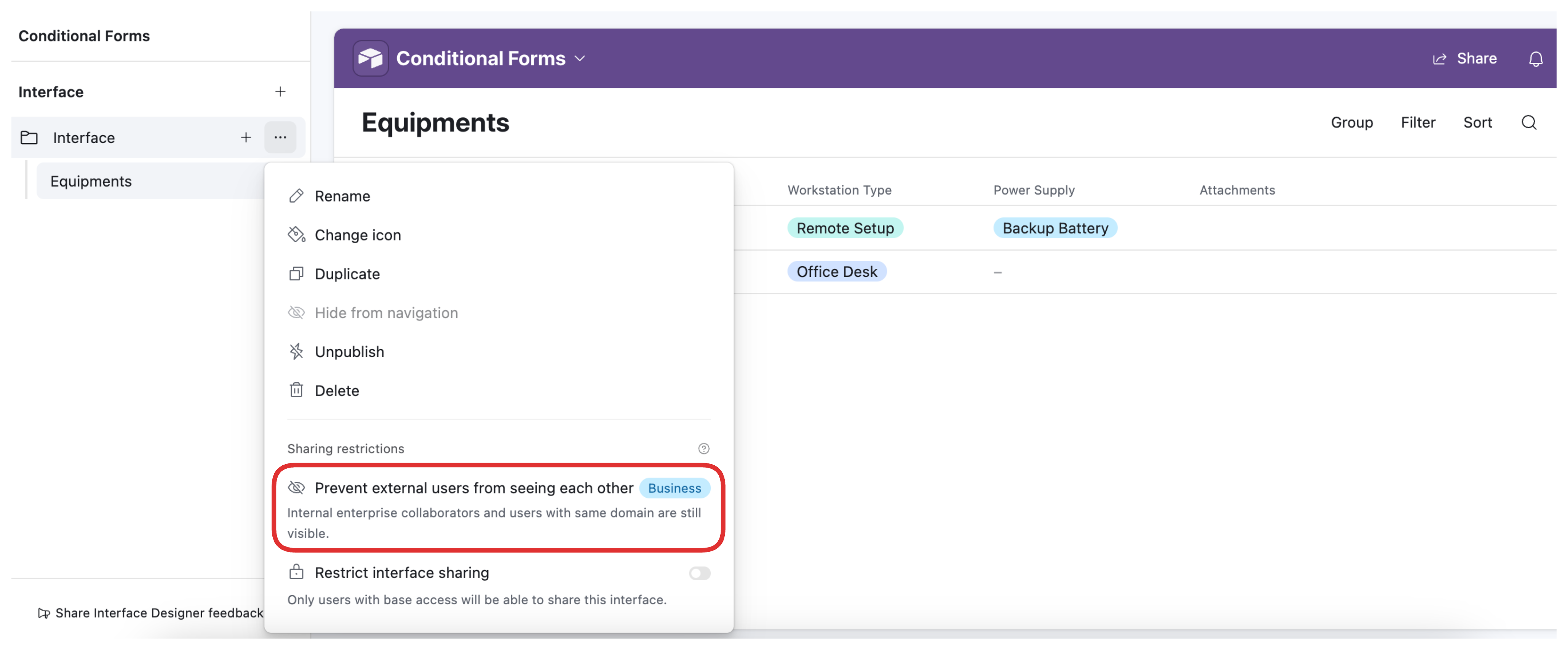 How to hide the list