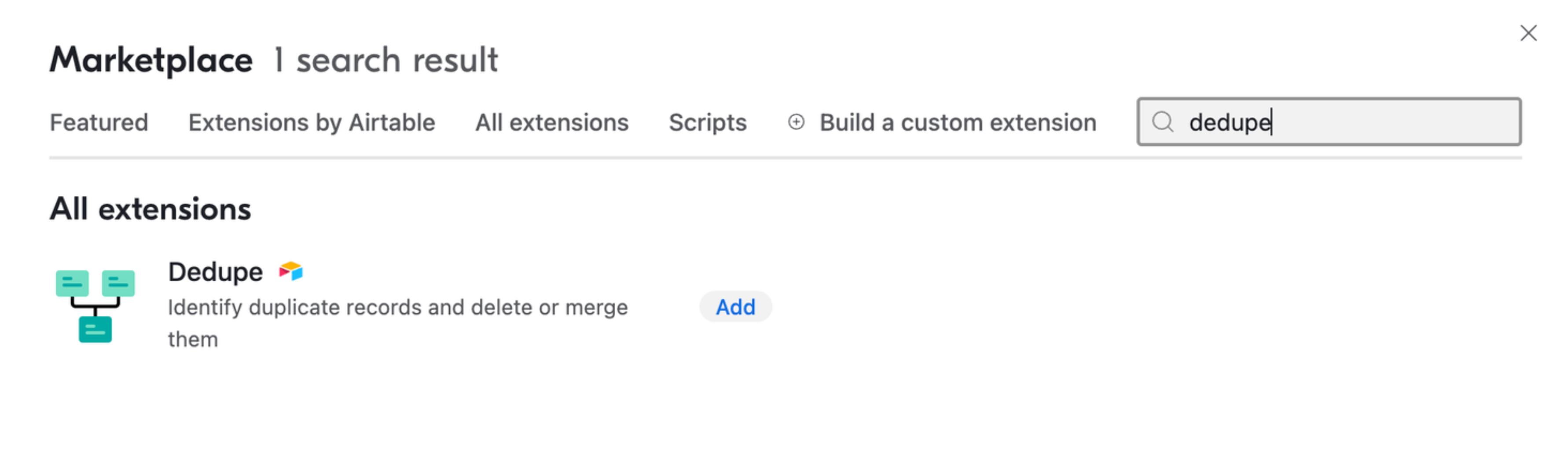 Installing DeDupe extension