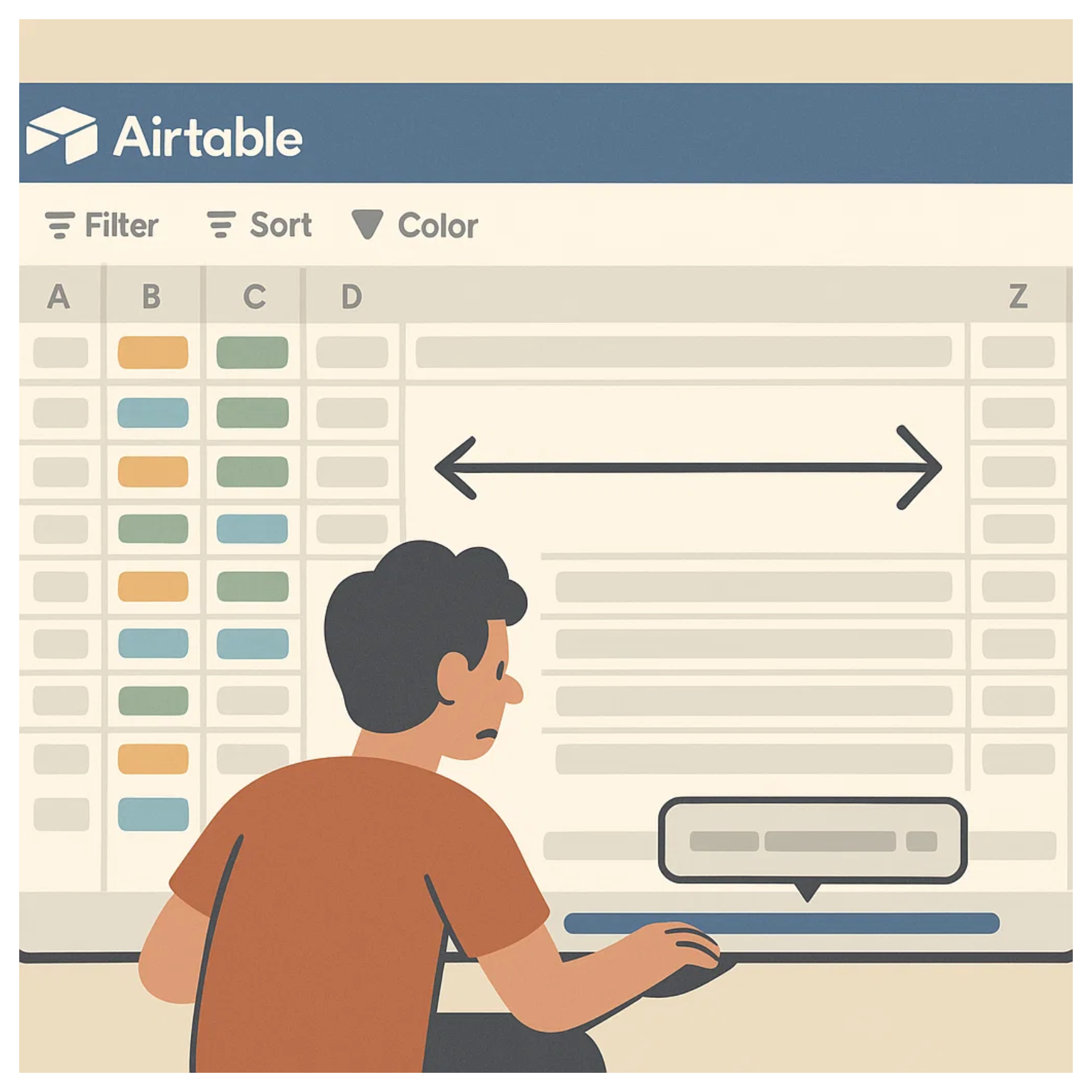 Scrolling horizontally through a large table