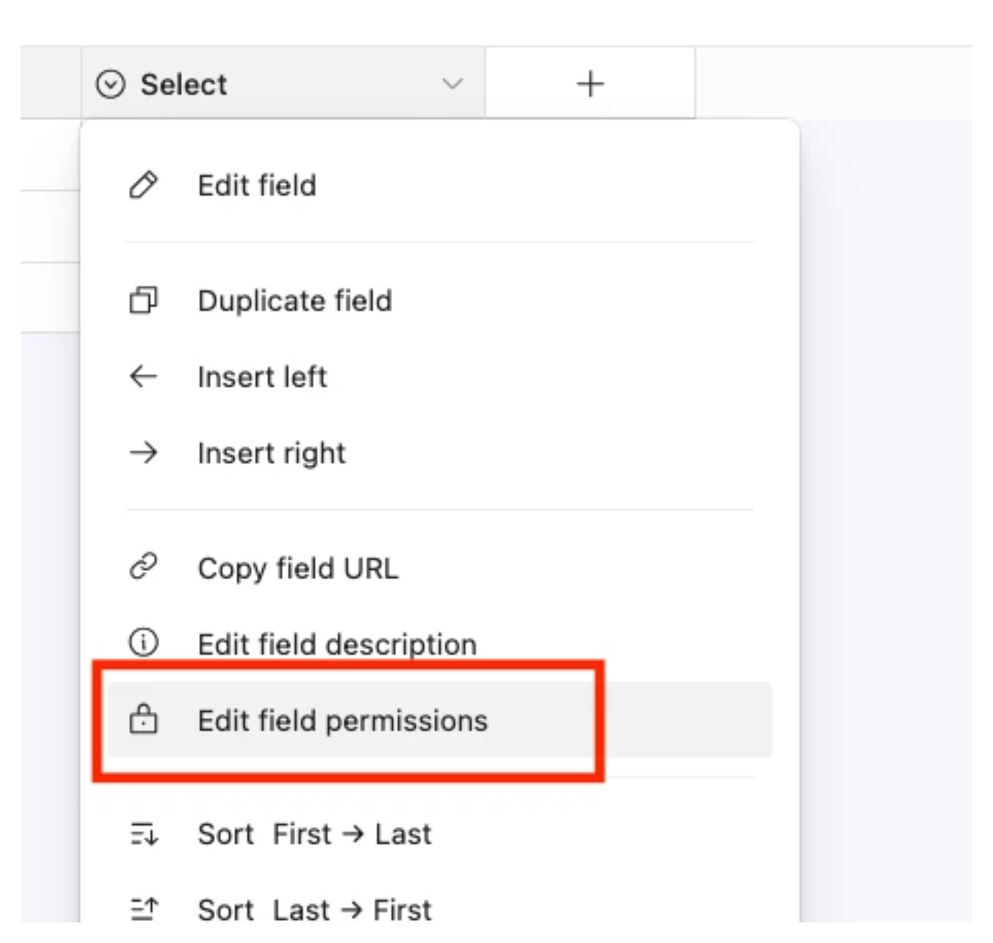 field permissions in base