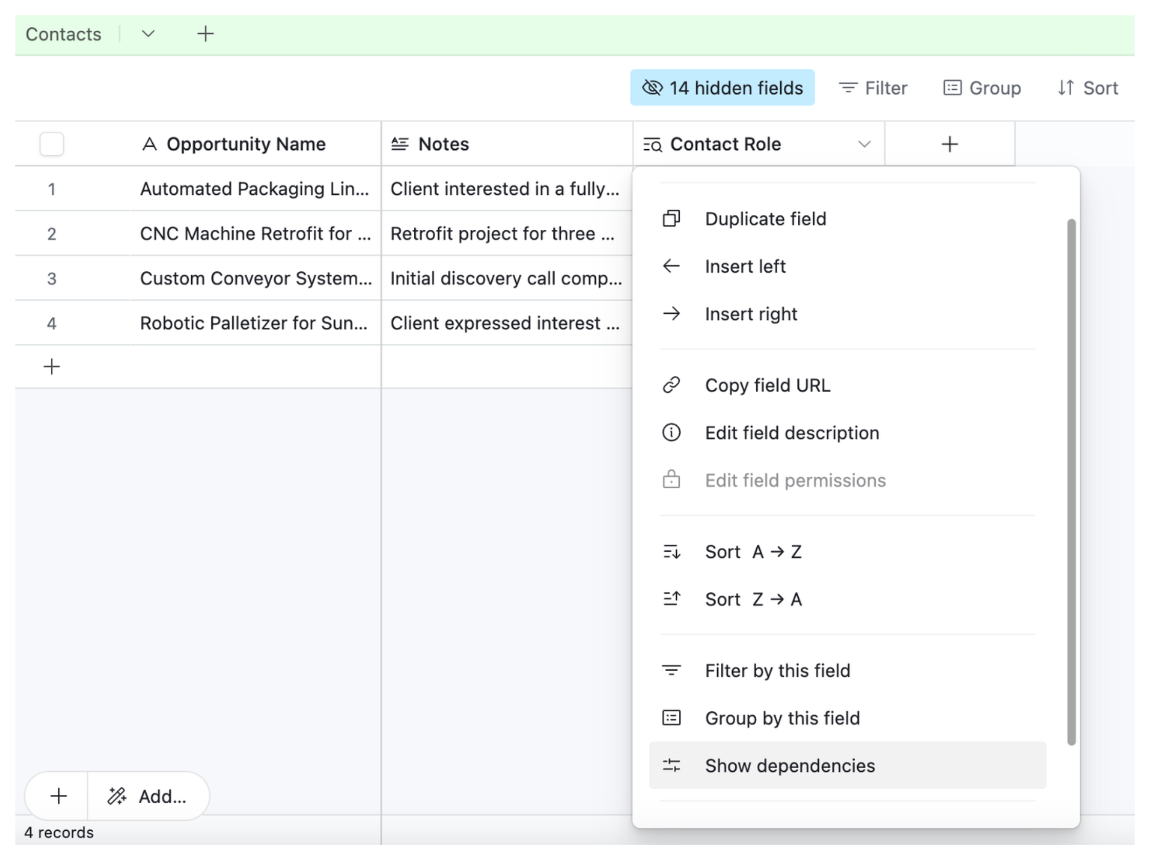 Show dependencies