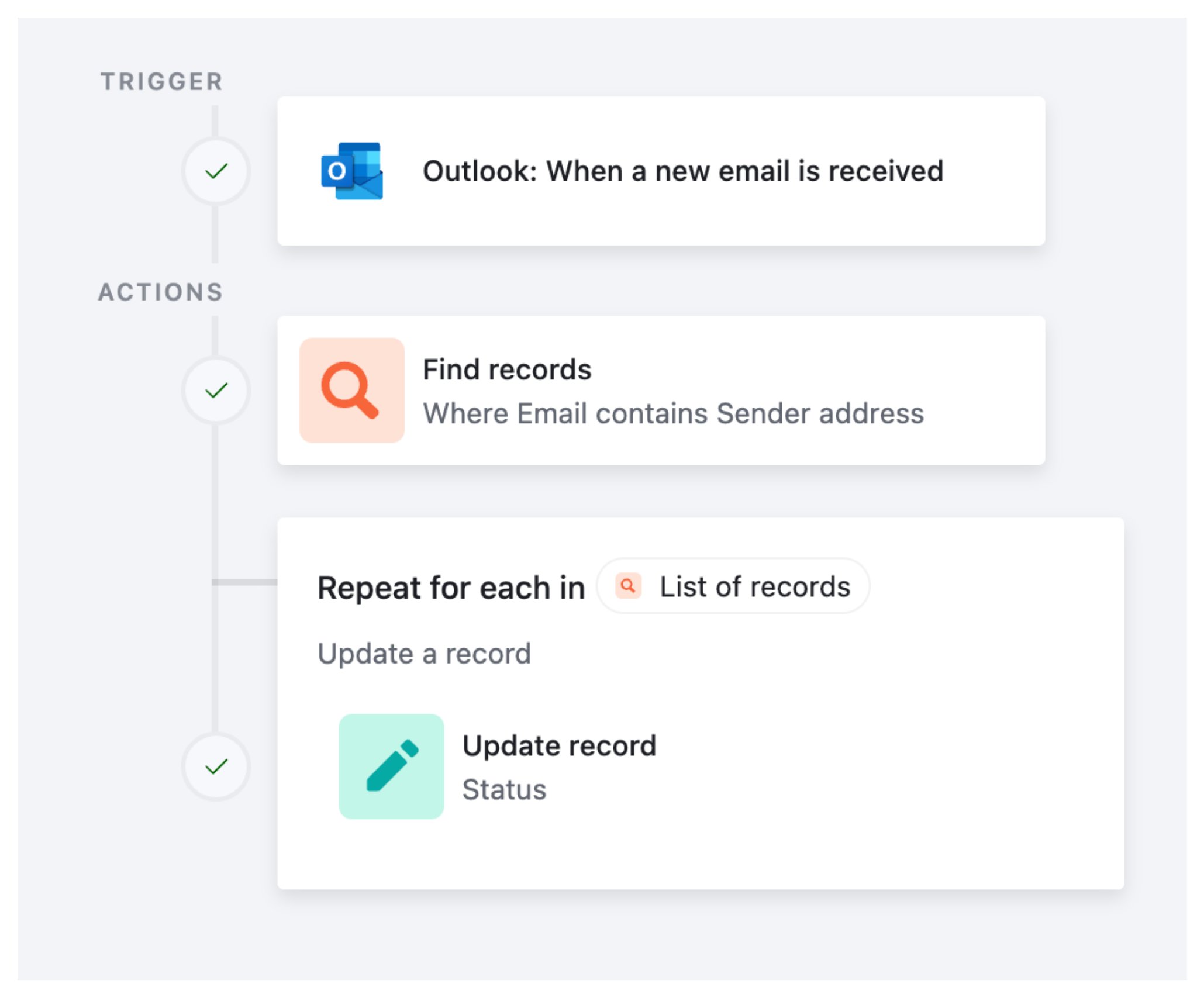 When email is received trigger automation updating Status to Replied for the matching lead