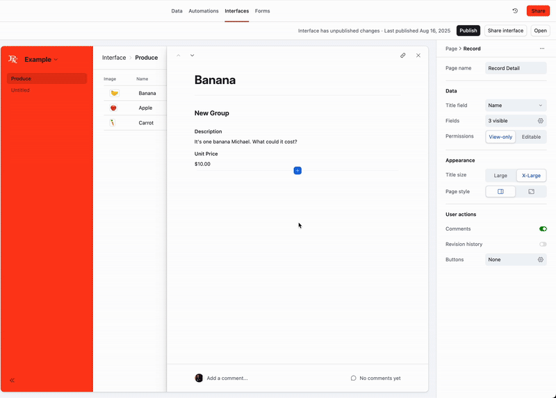 Add Text Blocks in Airtable Interfaces