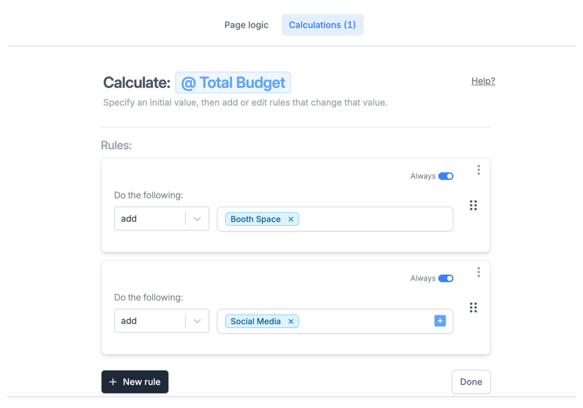 Setup calculations